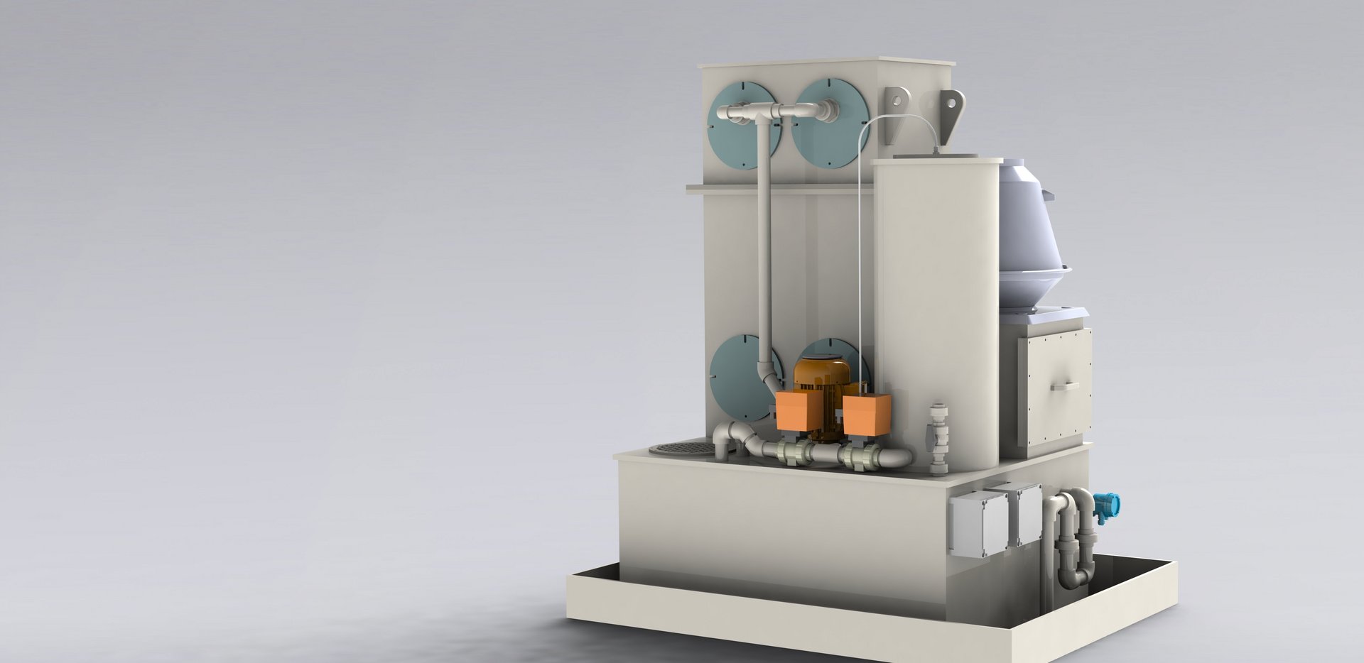 CANW emergency scrubber made of plastic to clean ammonia vapours that escape from refrigeration systems - Colasit